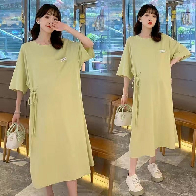 메인워크 임산부 반팔 원피스 여름 캐주얼 오버핏 데일리 기질 패션 하객룩 쿨링 냉장고 임부복 루즈핏 아우터 롱 스커트