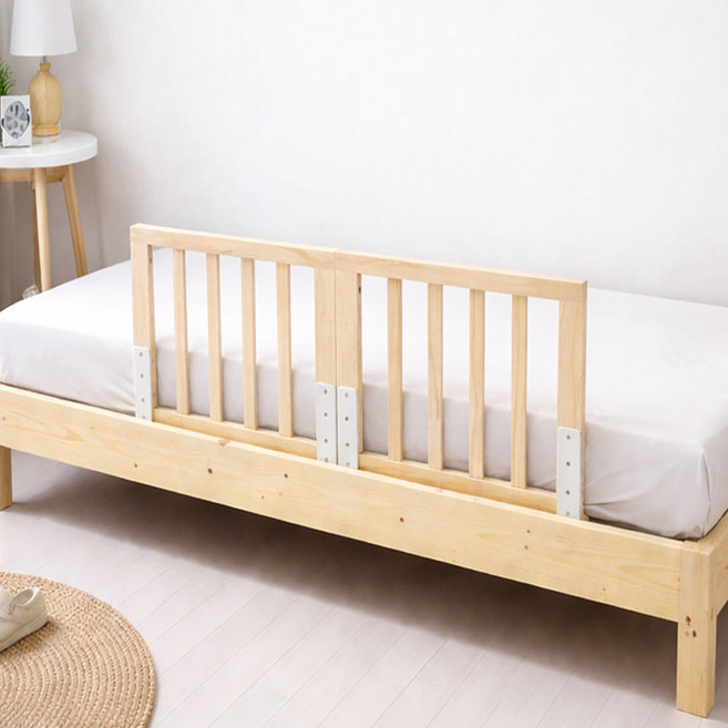 원목 침대 안전가드 낙상방지 칸막이 보호대 가이드, 네추럴