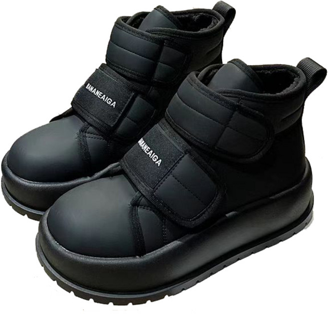 [재고처리] BROWMODA 여성 겨울 통굽 부츠 기모 벨크로 방한화