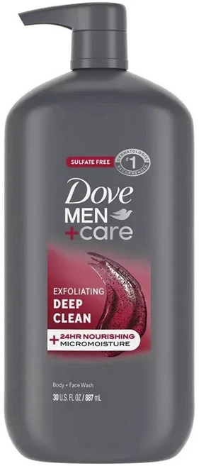 도브 멘+케어 각질제거 딥 클린 바디 + 페이스 워시, 1개, 887ml - 쿠팡