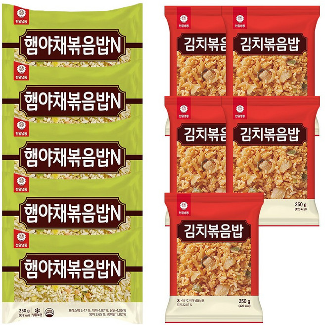 [천일식품] 햄야채볶음밥 250g 5봉+김치볶음밥 250g 5봉, 10개