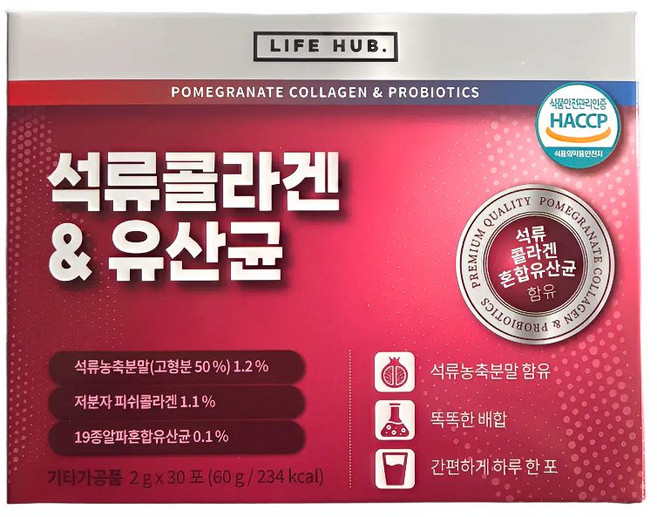 라이프허브 석류콜라겐 유산균 30포, 60g, 6개