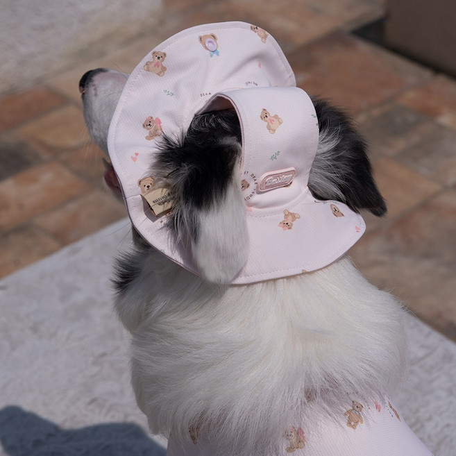 베일리펫 강아지썬캡 애견모자 여름 해충방지 쿨링테디캡, 1개, 핑크