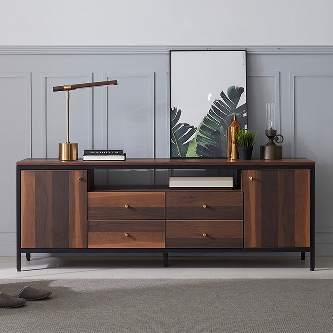 [보루네오] 엘리브 데니얼 1800 3단 철재 TV 거실장 sg090-1, 브라운