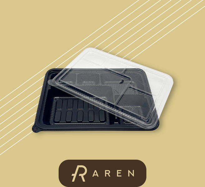 아렌 5칸 도시락용기 흑색 PP, 1개, 200세트