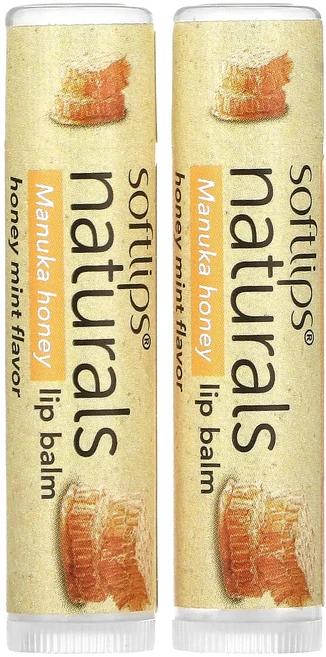 Softlips 내추럴 립밤 마누카 꿀 함유 허니 민트 스틱 2개 개당 4.2g(0.15oz), Softlips내추럴립밤마누카꿀함유허니민트스틱2개개당4, 4.2g - 쿠팡