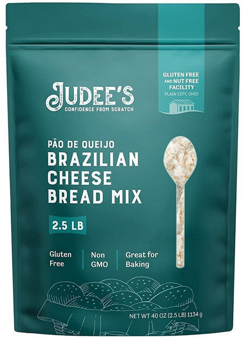 Judee's 브라질 치즈 브레드 믹스 1.1kg(2.5파운드) - GMO 프리 및 물만 추가하세요 미리 준비하고 신선하게 만드는 데 적합 글루텐 너트 시설131229, 40온스(1팩), 1.134kg, 1개