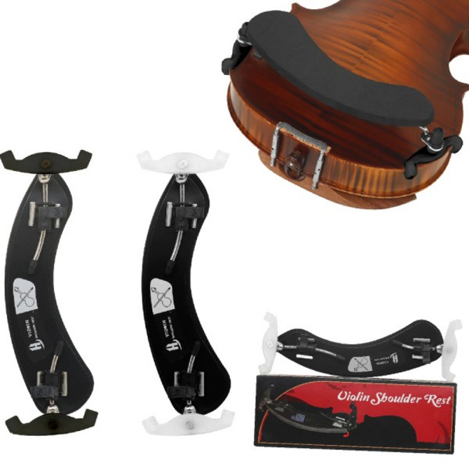 쿠쿠스토어 ﻿1/8 3/4-4/4 바이올린 숄더 레스트 스폰지 패드가있는 조절 가능한 안티 울프 블랙/화이트 피, 01 3-4 4-4