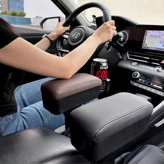 세이보링 차량용 팔걸이쿠션 팔꿈치쿠션 사이드수납, 1개, 브라운