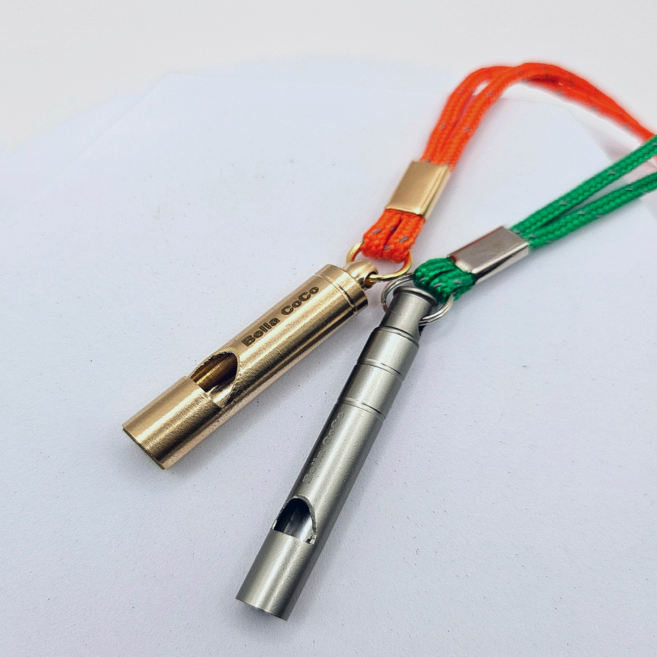 호신용 목걸이 호루라기 1+1 티타늄 휘슬 커플세트 휴대용, 1개, 브론즈골드+티타늄실버