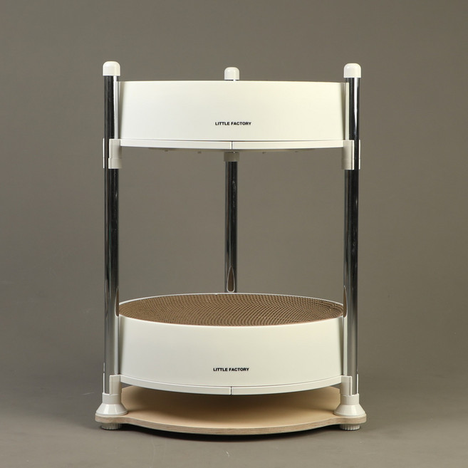 리틀팩토리 고양이 대형 원형 스크래쳐 2단 미니 캣타워 쇼파, 1개, 실버