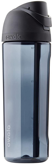 Owala FreeSip 투명 트라이탄 플라스틱 물병 빨대 포함 BPA 프리 스포츠 여행에 적합 740ml(25온스) 매우 어두운 색상, Owala FreeSip 투명 트라이탄 플라스틱 물병,, 1개