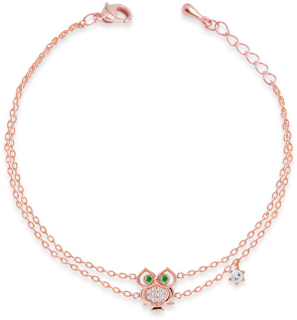 미니아트 로즈골드 부엉이 팔찌 브리티시 그린