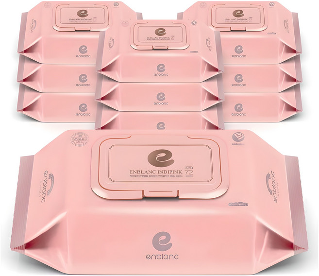 앙블랑 세이프 인디핑크 아기 물티슈 캡형 N-IC10, 63g, 72매, 10개