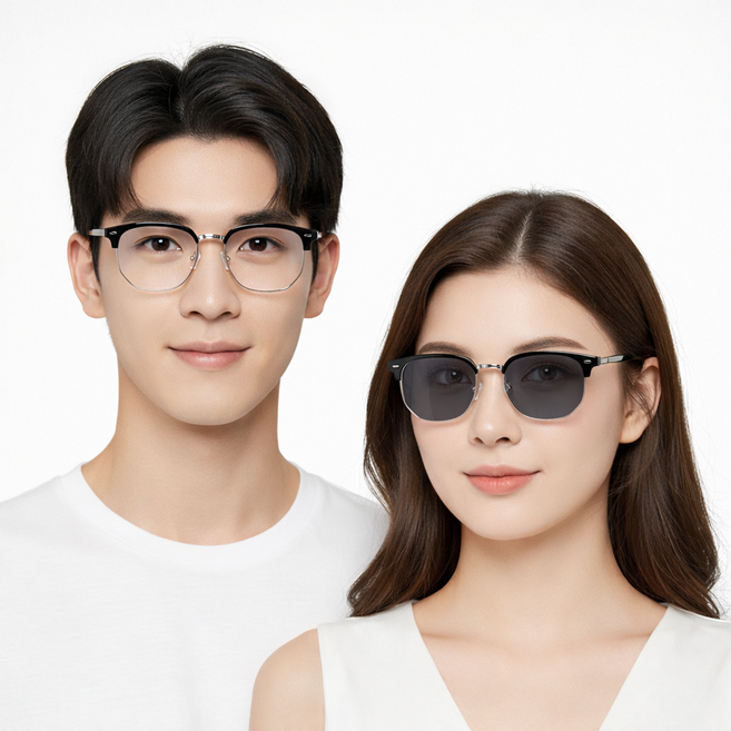 프로젝트 M 자외선 차단 안경 블루라이트 변색 뿔테 패션 하금테 안경테 클리너 케이스포함