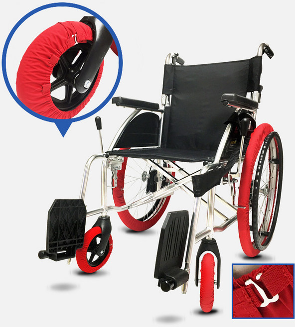 휠체어 바퀴커버 고리형 사이즈조절 디자인등록제품 실내사용 사이즈조절 주문제작, S (5~6인치), 그레이, 작은 바퀴(앞바퀴), 1개