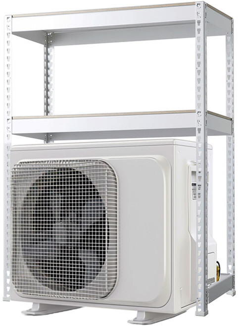 에어컨 실외기 거치대 철제 선반 조립식 앵글 2단, 가800 x깊400x높1200x2단, 1세트, 화이트