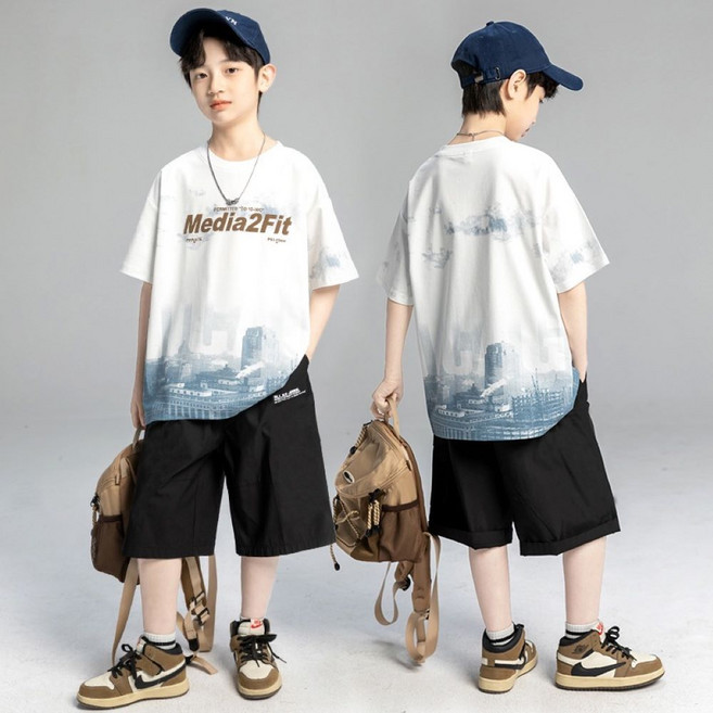 남아 초등학생 여름 상하복 세트 루즈핏 주니어 반팔 반바지 캐주얼