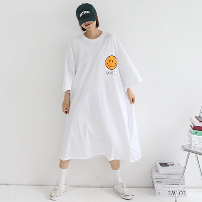 애플망고샵 선인장 여성 빅사이즈 롱원피스 오버핏 캐주얼 롱티셔츠