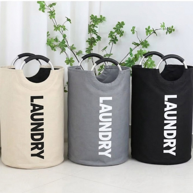 랩포트 1+1+1 3팩 총240리터 3컬러 패브릭 대용량 접이식 빨래바구니 세탁바구니 분리수거함 분리수거 수납 바구니, 블랙+그레이+베이지, 3개