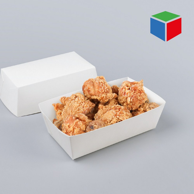 배달/포장 치킨용기 종이트레이 중 W-무지 600개 (KD-522), 1세트, 600개입