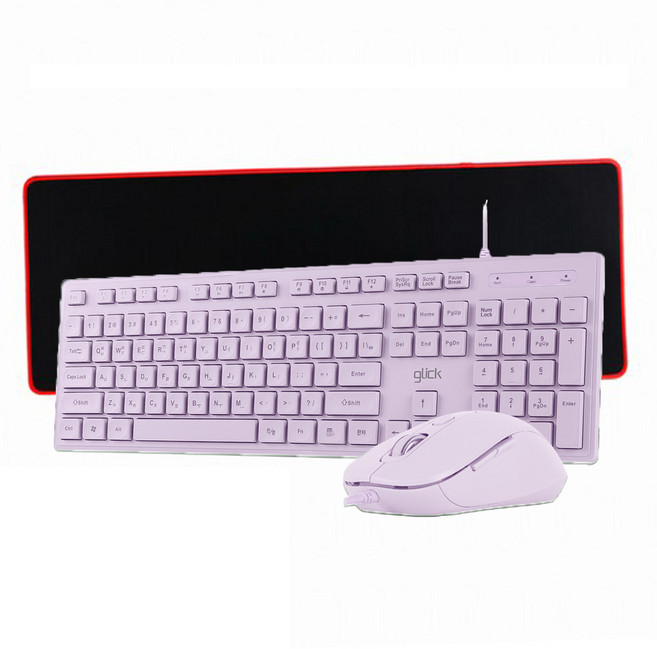 지클릭커 GMK-300 COMBO 슬림 유선 키보드마우스 세트 멤브레인 with 장패드, 인체공학적, 퍼플