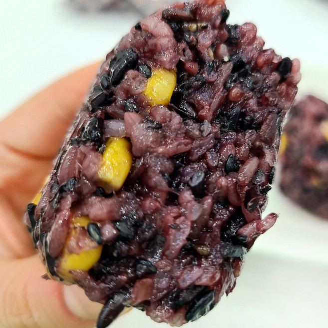 [미소떡방] 무설탕 고소한 옥수수 흑미 식사대용 개별포장 사각 주먹밥 옥수수밥 70g 10개, 100g