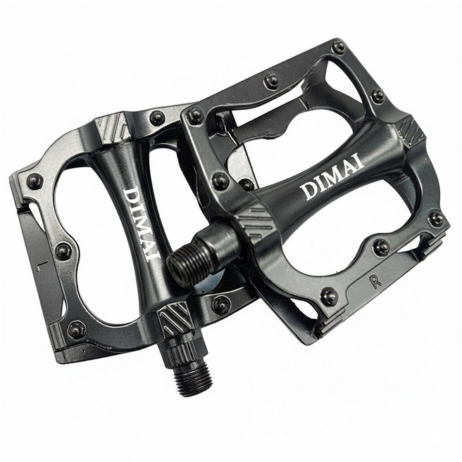 DIMAI 자전거 페달 알루미늄 미끄럼방지 경량 평페달 좌우세트, 1세트(좌+우)