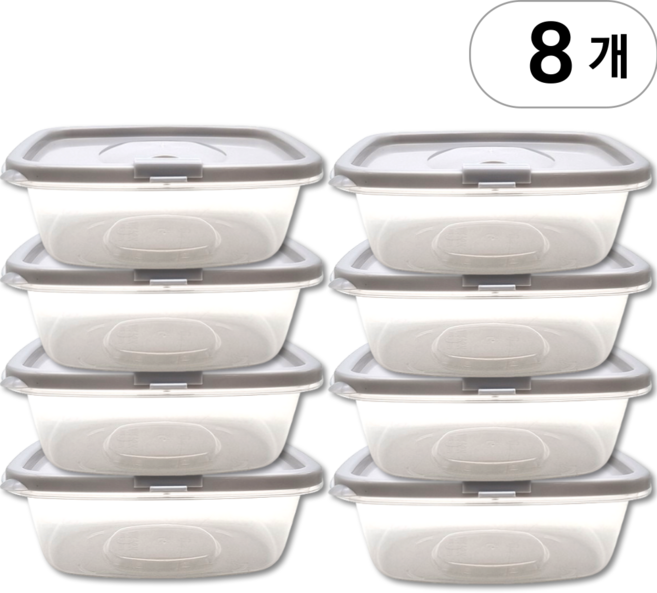 뚝땁 밥 냉동용기 소분 보관 450ml, 8개, 연그레이