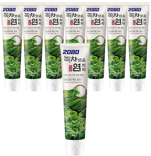 애경 2080 녹차 담은 염치약 잇몸 질환 120g x 16입, 8개