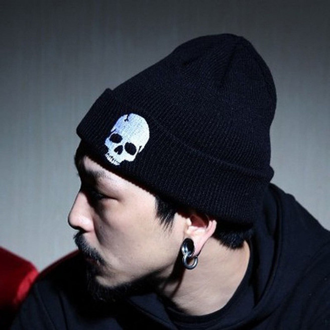 1p/2p구성 해골 자수 비니 공용 포인트 방한 모자 골무 데일리
