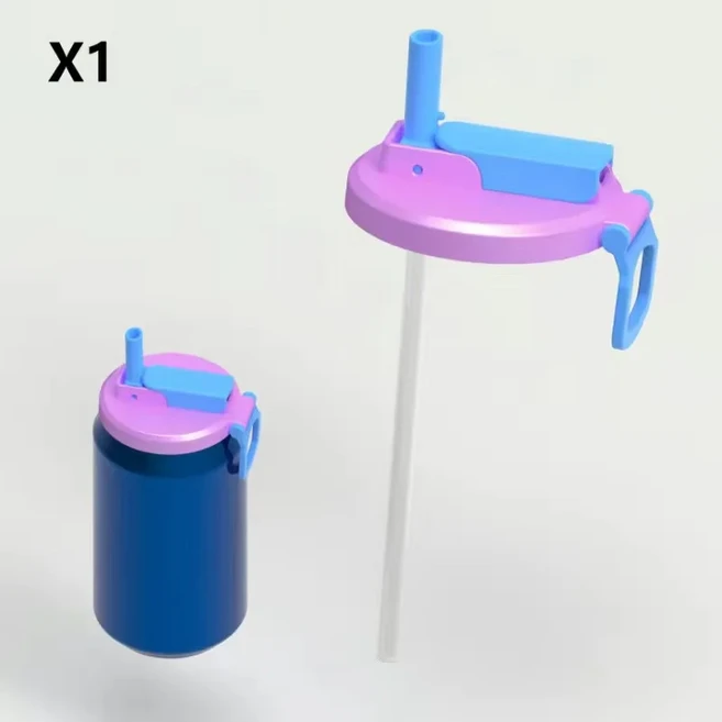 재사용 가능한 실리콘 소다 캔 뚜껑(빨대 포함) 표준 음료 BPA 프리 커버 여행 캠핑 야외 피크닉 액세서리, 02 Purple