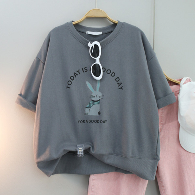 달콩 TODAY래빗반팔맨투맨 반팔티 국내제작