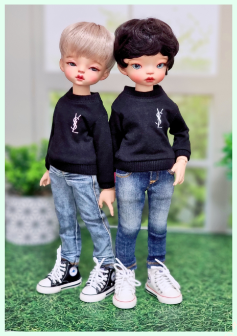 #파올라레이나 32cm 옷( LS 블랙 맨투맨 )[마구샵]#구체관절인형#bjd#인형옷#다락아이#관절바디#완제품, 뒷트임 있음(헤드분리X), 화이트, 1개