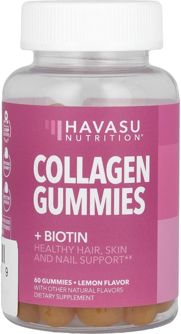 새해 첫좋은선물 Havasu Nutrition 콜라겐 구미젤리 + 비오틴 레몬 맛 구미젤리 60개 제대로 할인합니다, HavasuNutrition콜라겐구미젤리비오틴레몬맛구미, 1개, 60정 - 쿠팡