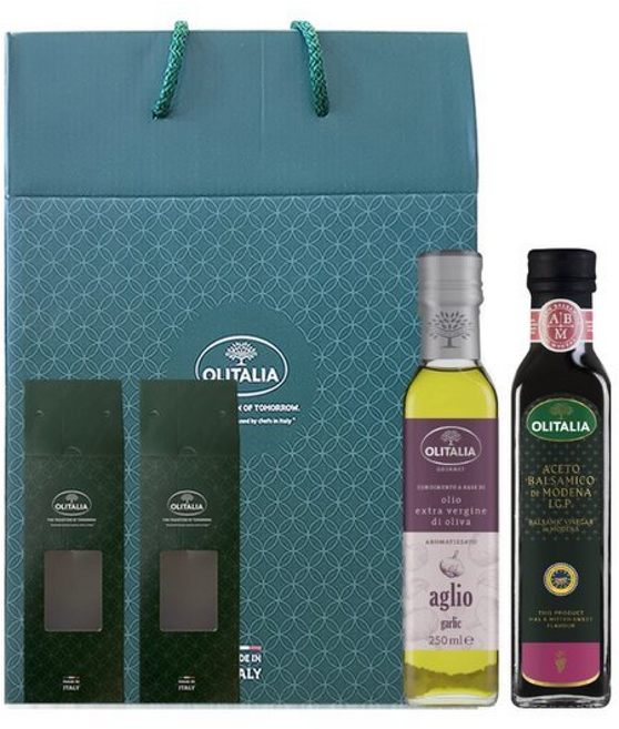 올리타리아 엑스트라버진 갈릭 올리브유+발사믹식초 1그레이프 250ml 2P 선물세트, 1세트