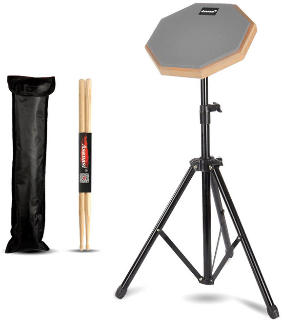 플랜와이 간편휴대 드럼 연습 패드+스탠드+스틱+파우치 풀세트, 1세트, 그레이