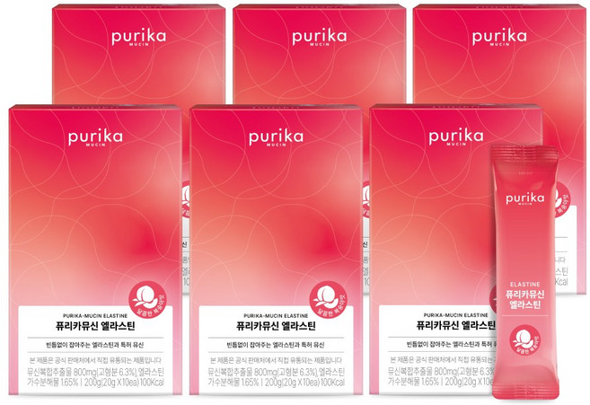 [본사정품] 퓨리카뮤신 엘라스틴 복숭아맛, 200g, 6박스