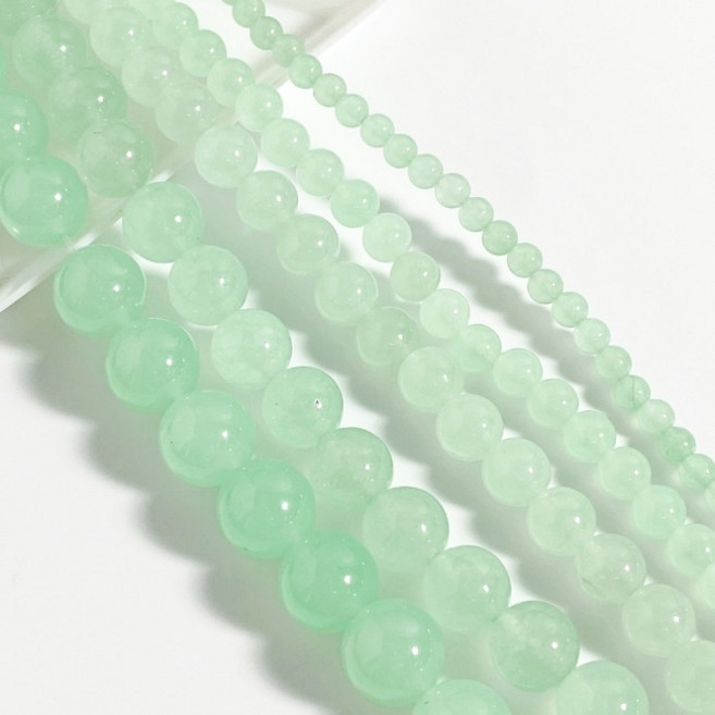 2-4-086 원석 천연 신백옥 라운드 착색 연그린 (1 줄), 4mm, 1개