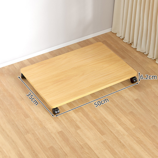 이동식 수납함 받침대 풀리 포함 이동식선반, 1개, 원목색