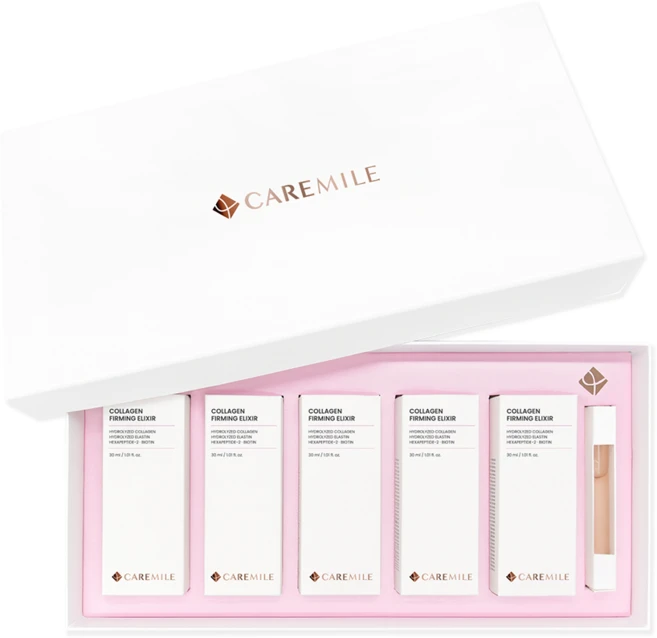 케어마일 콜라겐 퍼밍엘릭서 30ml 5개 + 괄사 증정 SET 주름 탄력 개선 미백 히알루론산 - 쿠팡