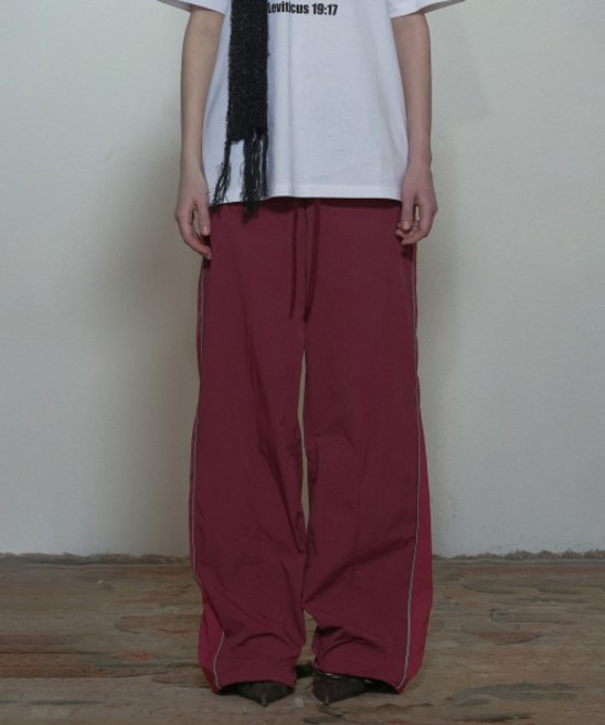 SCULPTOR Mesh Nylon Track Pants Berry