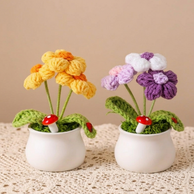 수제 장식 소품 이쁜 집 인테리어 거실 장식품 화분 2개 세트, 타입4