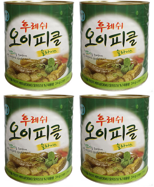 일가집 일미 후레쉬 오이피클 슬라이스(캔) 3kg-4개, 4개, 3kg
