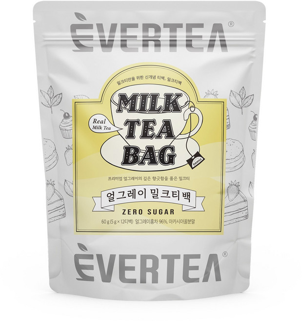 에버티 얼그레이 밀크티백, 1개, 12개입, 5g