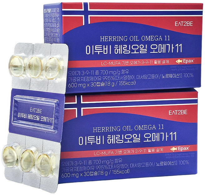 이투비 노르웨이 헤링오일 오메가11 600mg, 3박스, 30정