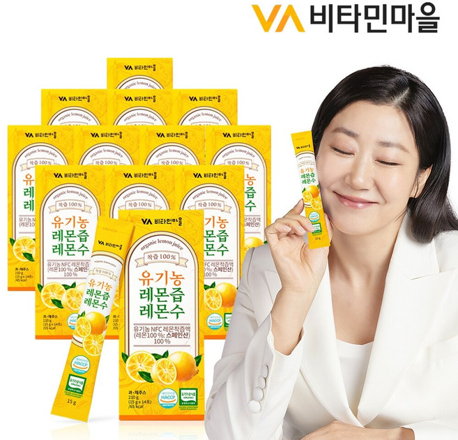 비타민마을 유기농 레몬즙 레몬수 스틱 착즙원액, 12개, 210g