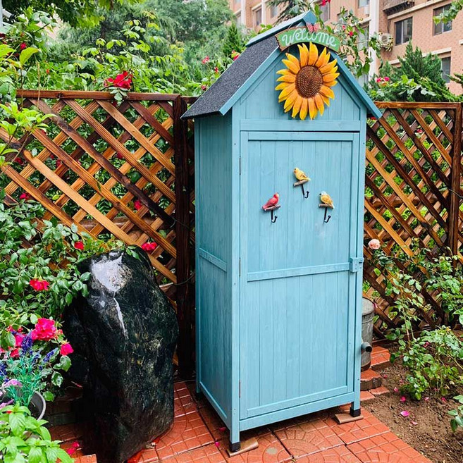 농기구 보관함 간이 조립식 창고 소형 수납장 방수 정원 외부창고, 드림 블루(77x54.5x179cm)