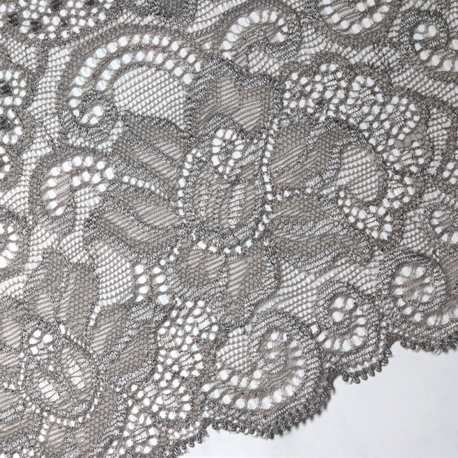 랏셀플라워 대 14cm x 90cm 스판 늘어나는 레이스 랏셀, 회색, 1개