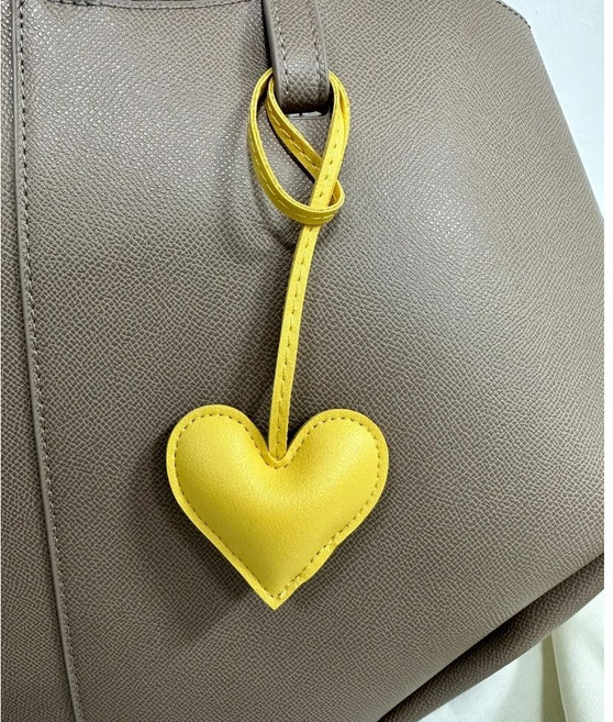 하트 곰돌이 PU 가죽 백참 키링 키홀더